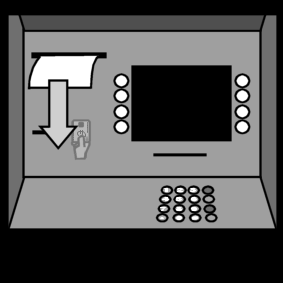 atm: take ticket / cashpoint: take ticket